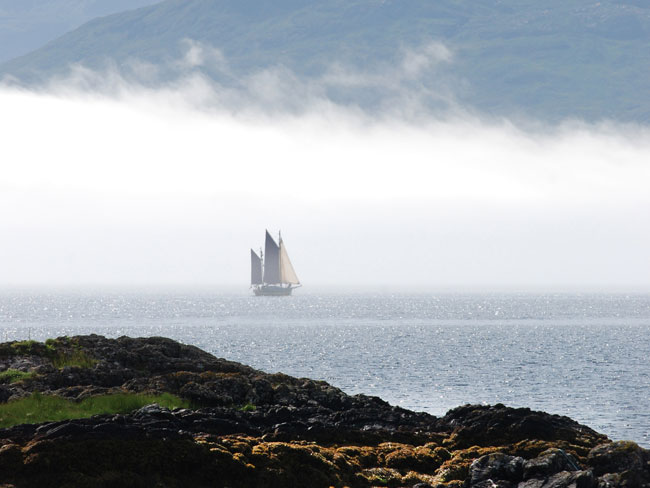 Sailing Boat in mist 